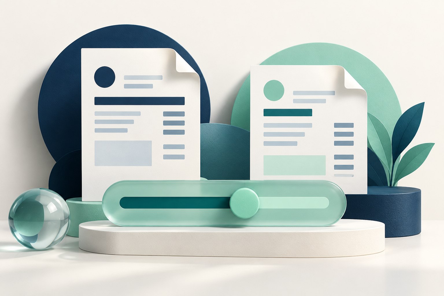 Two abstract payroll documents stand behind a mint adjustment slider.